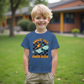 First Day of School Shirt for Boys Rolling Into 2nd 2nd 3rd Grade T-Shirt Kid Skateboard Back to School Tee Top (Blue-2nd Grade, 8-9Y)