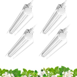 Barrina T8 Grow Lights for Indoor Plants, 5000K White Full Spectrum Grow Light Strip, 60W(4 x 15W), 1FT Plant Light for Greenhouse Indoor Growing, V-Shape with Reflector, Linkable, 4 Packs