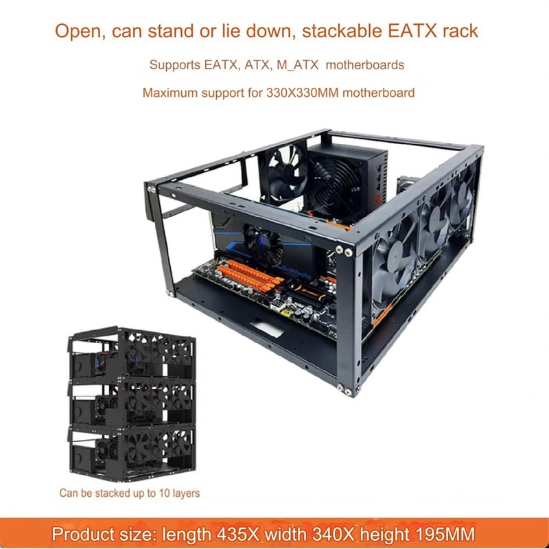 DIY Computer Case PC Frame Desktop Chassis Stackable Rack Stand