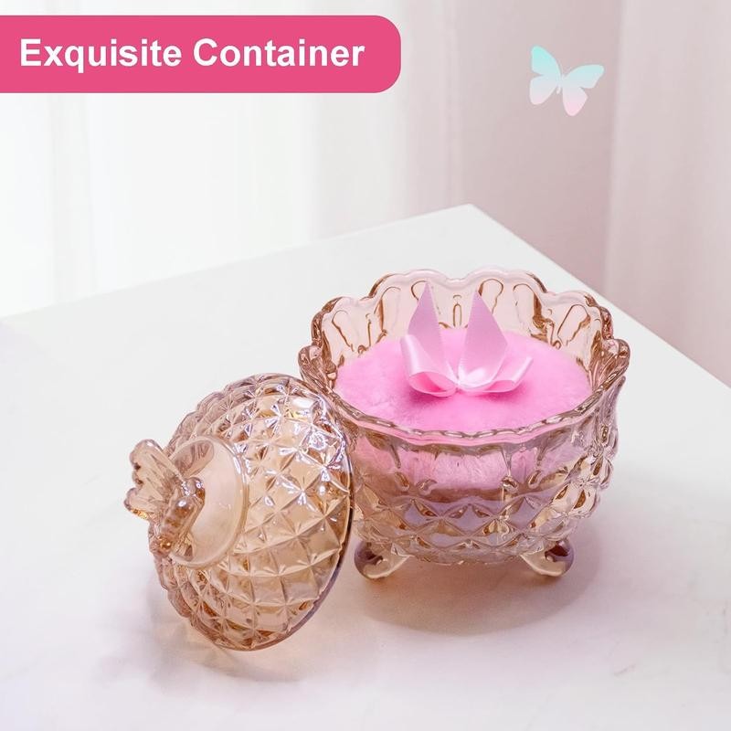 5 Pieces Large Body Powder Puff and Powder Container, Crystal
