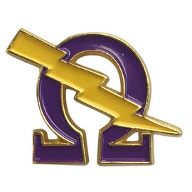 Omega Psi Phi Omega & Bolt Lapel Pin in Purple 3/4"