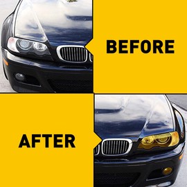 KOMAS 12” X 48” Tint Vinyl Film Sticker Sheet Roll for Car Headlight, Tail Lights, Fog Lights with Squeegee + Cutter (Glossy Yellow)