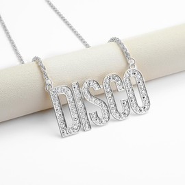 GFLPO Disco Necklace for Men,Disco Gold Chain Necklace 70s Party Chain Jewelry,70s Disco Accessories, Disco Costume Accessories for 50S 60S 70S 80S Disco Theme Party (Silver)