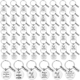 Equsion 48 Pcs Teacher Appreciation Keychain Gifts Employee Appreciation Keychain Bulk for Teacher Coworker Staff(Classic)