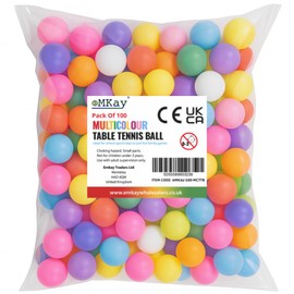 eMKay® Pack of 100 Multicoloured Ping Pong Table Tennis Balls ideal for Training Art Craft Toys Family School Games Cat Dog Beginner Kids Party Not for Professional Athletes (Random Colour Supplied)