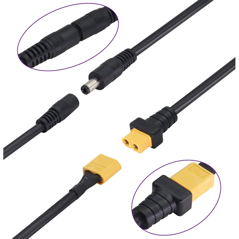 AAOTOKK DC 5.52.5mm to XT60 Adapter Cable Female XT60 Bullet