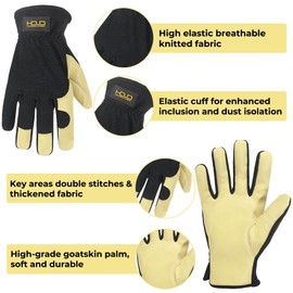 HLDD HANDLANDY Mens Leather Gardening Gloves, Utility Work Gloves for Gardening, Yardwork, Construction, Mechanics
