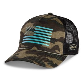 Peterbilt Trucks Motors Ladies Camo with Flag Mesh Ponytail Cap/Hat