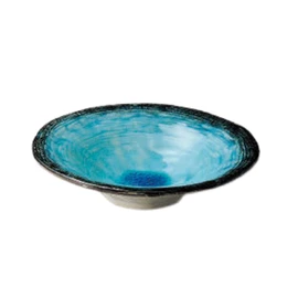 Yamashita Kogei 906215109 Sashimi Plate, Sky Blue Stripe, 5.7 x 1.6 inches (17 x 4 cm)