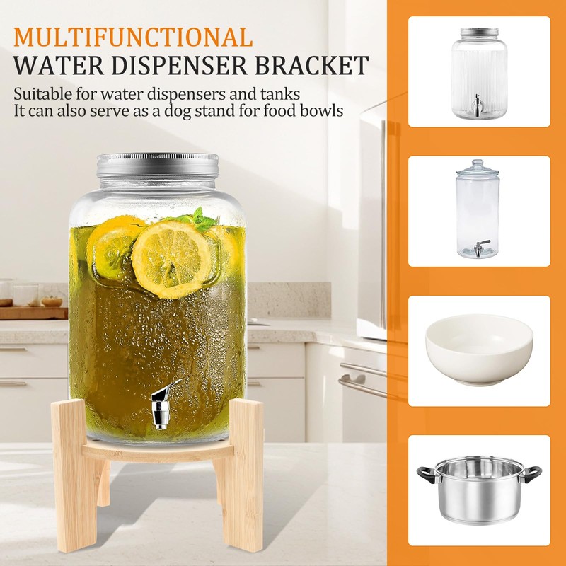 FwQoFvk Beverage Dispenser Stand, Bamboo Wood Juice Dispenser Stand, Stable
