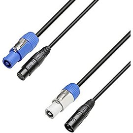 Adam Hall Cables, 3 STAR H PCON D 0300, Hybrid Cable, Power and DMX, XLR 3-pole x Adam Hall K4CPFIN and OUT, 3 m