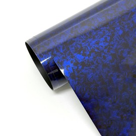 Forged Carbon Fiber Vinyl Wrap for Cars, High Gloss Crushed Stone Car Wrap Vinyl Roll, PVC Self-Adhesive DIY Auto Sticker Decal (Blue, 1ft x 5ft)