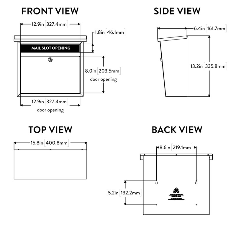 Architectural Mailboxes Maya™ Locking, Wall-Mounted Mailbox for Outside, Metal Stainless