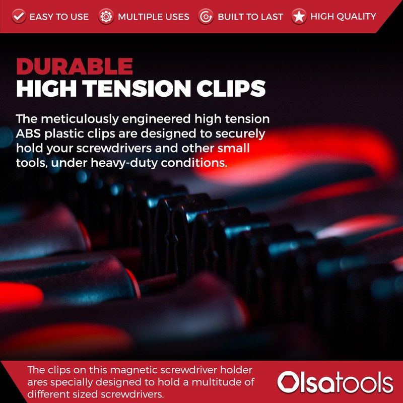 Olsa Tools Magnetic Screwdriver Rail Organizer| Professional Quality Magnetic Tool