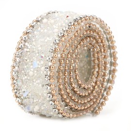 Accessori per la Decorazione del Collare della Cintura del Vestito da di con in Fai da Te da 2,5 Cm (Catena di diamanti con perline d'oro e