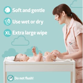 Medline Ultrasoft Disposable Dry Cleansing Cloths, Fragrance-Free, 10 x 13 inches, 50 per Bag, One Bag