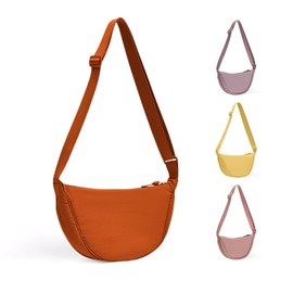 HMCEY Crescent Moon Shoulder Bag, Nylon Crossbody Halfmoon Bag, Hobo, Shoulder Bag Fabric with Adjustable Shoulder Strap, Handbag Casual, Bum Bag Travel Elegant for Women, Men, orange