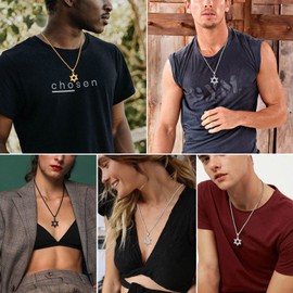 Gold Star of David Necklace Men Jewish Star Necklace Judaism Israel Christian Jewelry
