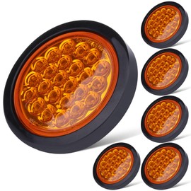 LBRST 6x 4 Round Amber LED Trailer Tail Light 4 Inch Round Led Stop Turn Tail Lights Brake Brake Trailer Lights Amber Turn Signal Light for RV Trucks Rubber Grommets