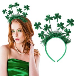 St. Patrick's Day Headband Green Glitter Shamrock Hair Hoops Women Holiday Irish Party Headwear Hair Accessories
