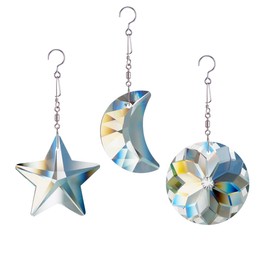 GOLDENHAITAI Crystal Prism Suncatcher for Window Home Decoration, 3pcs Hanging Ornament Pendant, 45mm Rainbow Maker Clear