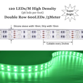 Super Bright 12V Double Row 600LED LED Strip Light, IP67 Waterproofing Sleeve, Without Power Supply (RGB 7-Color Switching)