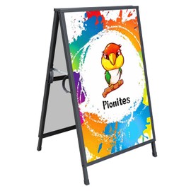 Pionites Heavy Duty Slide-in Folding A Frame Sign Sidewalk Sign 24x 36 Inch Steel Metal Double-Side Pavement sign Corrugated Plastic Poster (24x36 inch(Portable,Frame only))