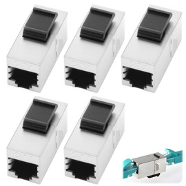 Pack of 5 10Gbps Cat7 Keystone RJ45 Module, 600 MHz Shielded Coupling Ethernet Coupling Connector, Socket Network Tool-free Connection Coupler for Patch Panel Network Socket