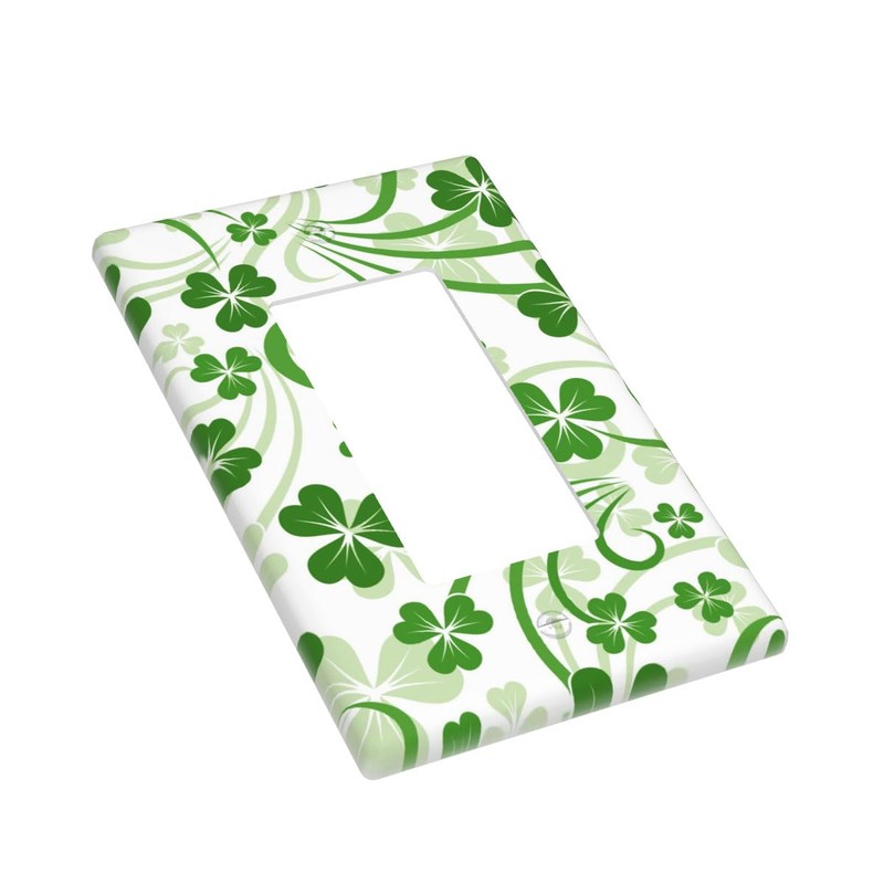 Pznen Shamrock Leaves Green 1 Gang Single Decorator GFCI/Rocker Wall