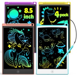 TECJOE LCD Schreibtafel Kinder, 4 Pack Zaubertafel, 8.5 Zoll Maltafel Zaubertafel für Kinder, Mal Tablet Kinder für Kinder zum Reisen, Geschenk Spielzeuge für 3 4 5 6 Jährige Jungen, Mädchen
