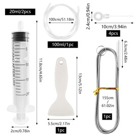 9Pcs Fridge Dredger and Cleaning Set, Fridge Drain Hole Cleaning Tool Refrigerator Drain Hole Cleaning Tool Kit Fridge Cleaning Syringe Kit for Refrigerator Cleaning Kitchen Drain Hole Remover