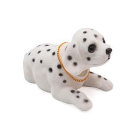 Motoforti White Dalmatian Shaped Shaking Head Nodding Dog Decoration for Car Dashboard Long-lasting
