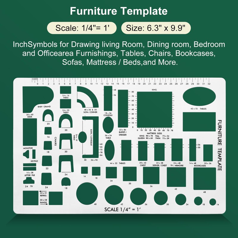 ENJOYLink 3 Pcs Interior Design Drawing Templates Including a House