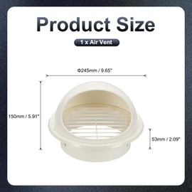 PATIKIL 7" Round Soffit Air Vents, PVC Louver Vent Cover Wall Vent Outside Caps Removable Half Spherical Dryer Air Vent Cap for Exhaust Air Ventilation HVAC System Outlet, White