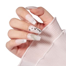 ChicPress Spring Mountain Handcrafted Press-On Nails with Elegant Floral Design and Glossy Finish, Long-Lasting & Stylish, Easy to Apply, Perfect for Special Occasions