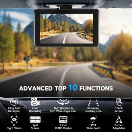 BIGJADE Wireless Backup Camera for Truck RV -  7″ 1080P HD  Touch Screen Night Vision