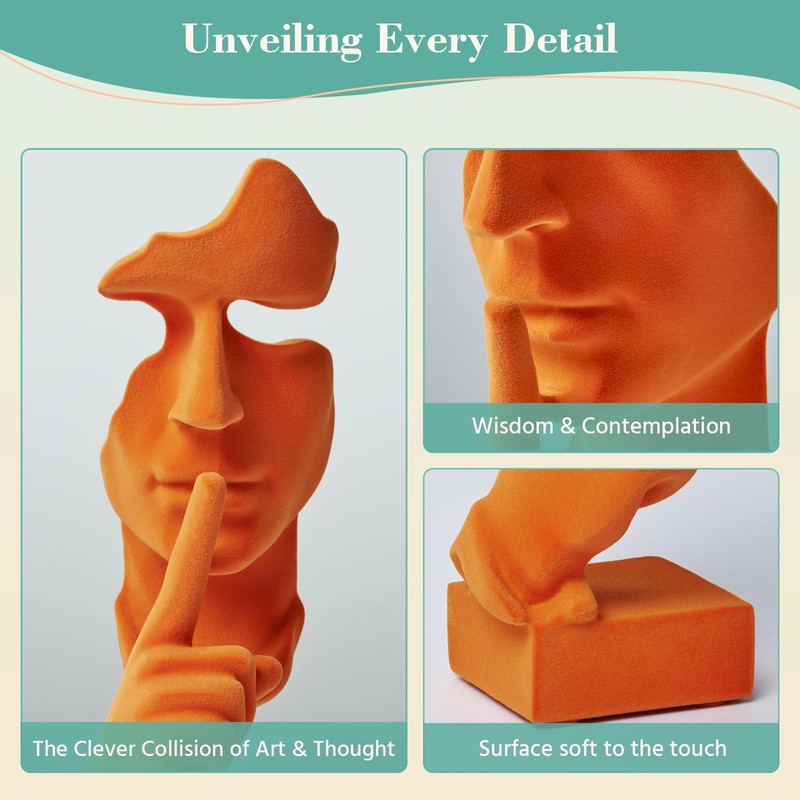 FOLKOR LIFE Thinker Statue Speak No Evil with Soft Velvety