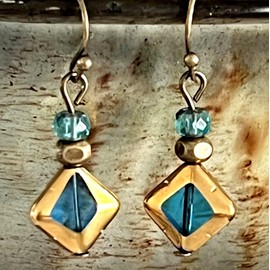 Little Aqua and Bronze Earrings. Jewelry Earrings for Women #3298FE330