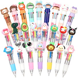 Hidaily 24 Pcs Multicolor Pen in One Include 10 in 1 and 4-in-1 Cartoon Retractable Ballpoint Pens for Office School Birthdays Gifts