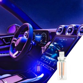 Snaptrol USB Car Interior Lights Touch Adjustable - Retro Atmosphere Glass Bottle Lamp - Universal Fit Portable Dimmable Night Light for Vehicles, Home (Blue)