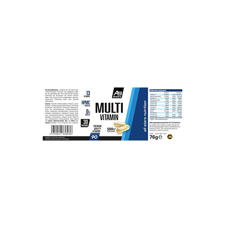 All Stars Multivitamin I 90 Capsules Multivitamins High Dose I