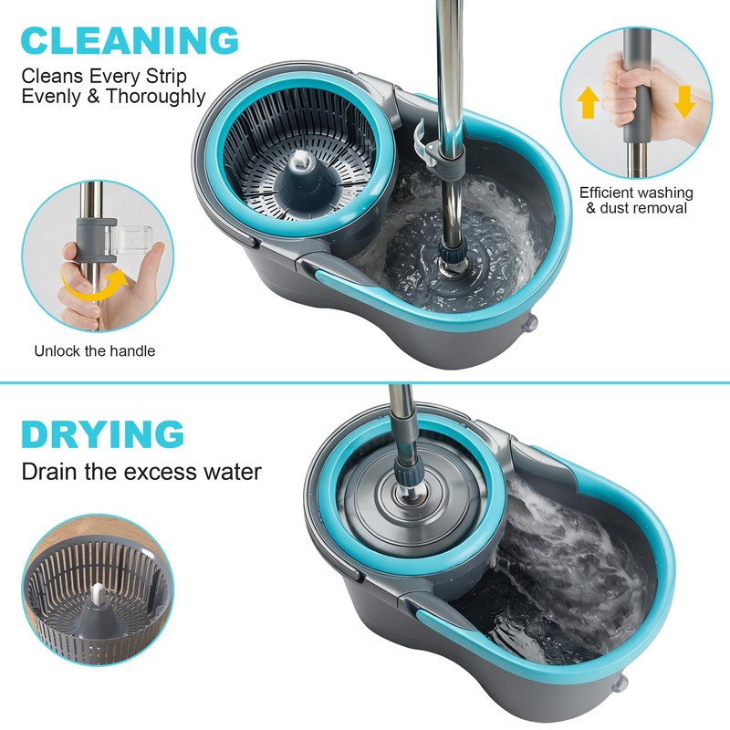 JOYMOOP Spin Mop and Bucket, 360° Mop Head & Telescopic