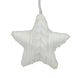 Northlight Plush Cable Knitted Star Hanging Christmas Ornament - 4" - Cream White