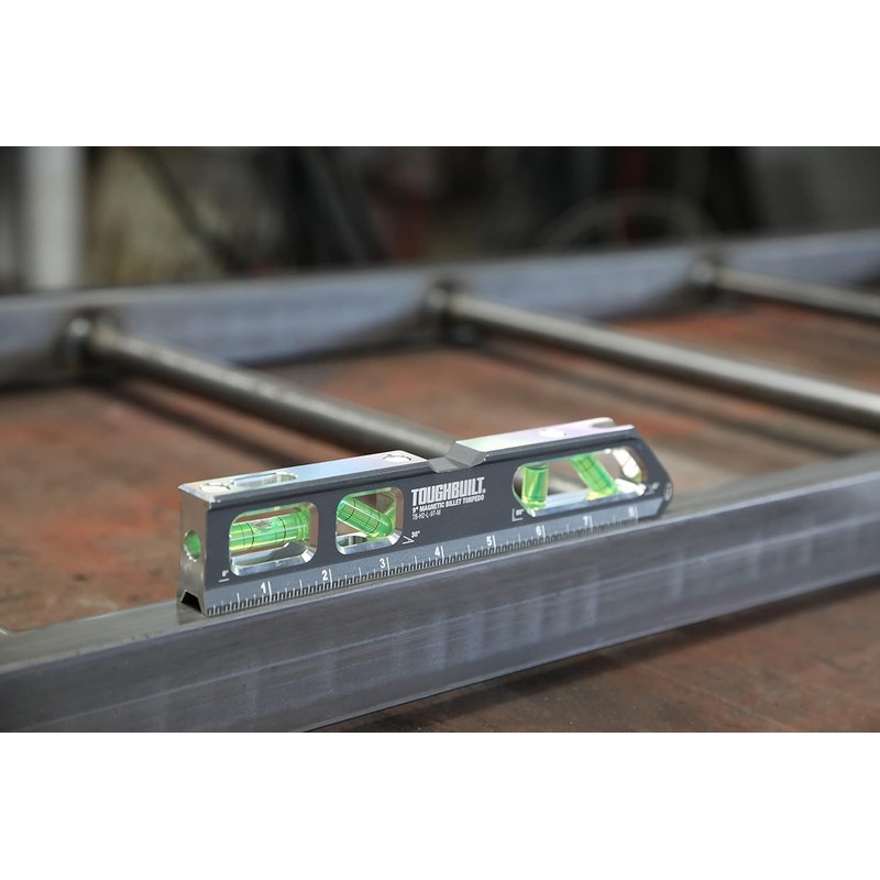 ToughBuilt – 9" Magnetic Billet Torpedo Level, Precision Machined Aluminum
