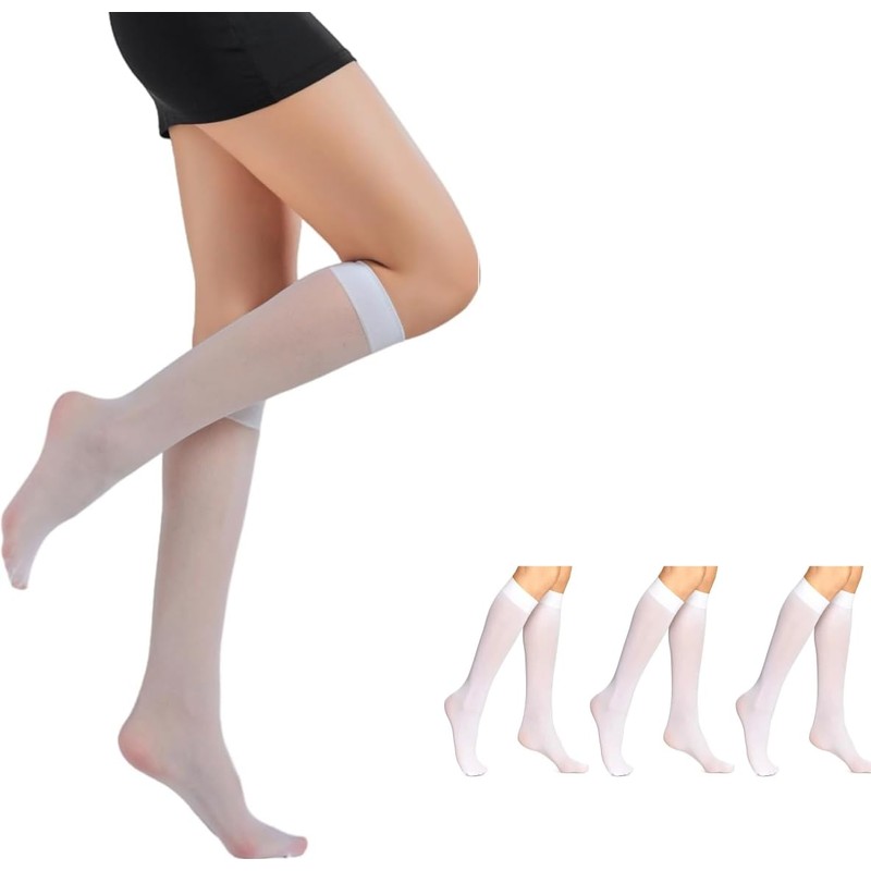 Women Sheer Knee High Stockings 20 Denier (3PCS One Size,