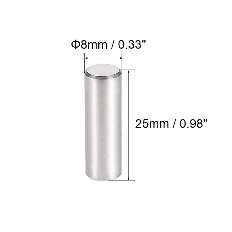 sourcing map 15Pcs 8mm X 25mm Dowel Pin 304 Stainless