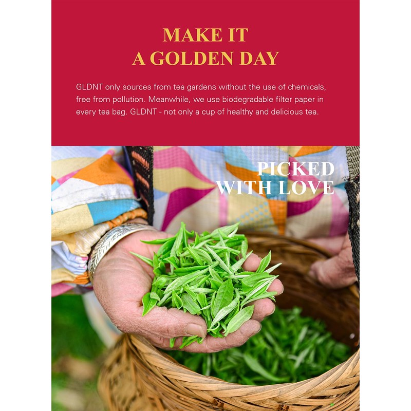 GLDNT Organic Decaf Black Tea Bags, Organic Black Tea Decaffeinated,