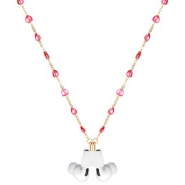 Red Love Heart Beads Anti-Lost Necklace Golden Copper Chain Leash Accessories And Magnetic Silicone Case Holder Strap Lanyard Compatible with Airpods Pro 3 2 1