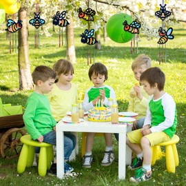 HONMOK Craft Kit for Kids Toddlers, 10 Pack Bee Wind Chime for Painting and Coloring, Wooden Art Craft Supplies for Kids Activities, Garden, Birthday Parties