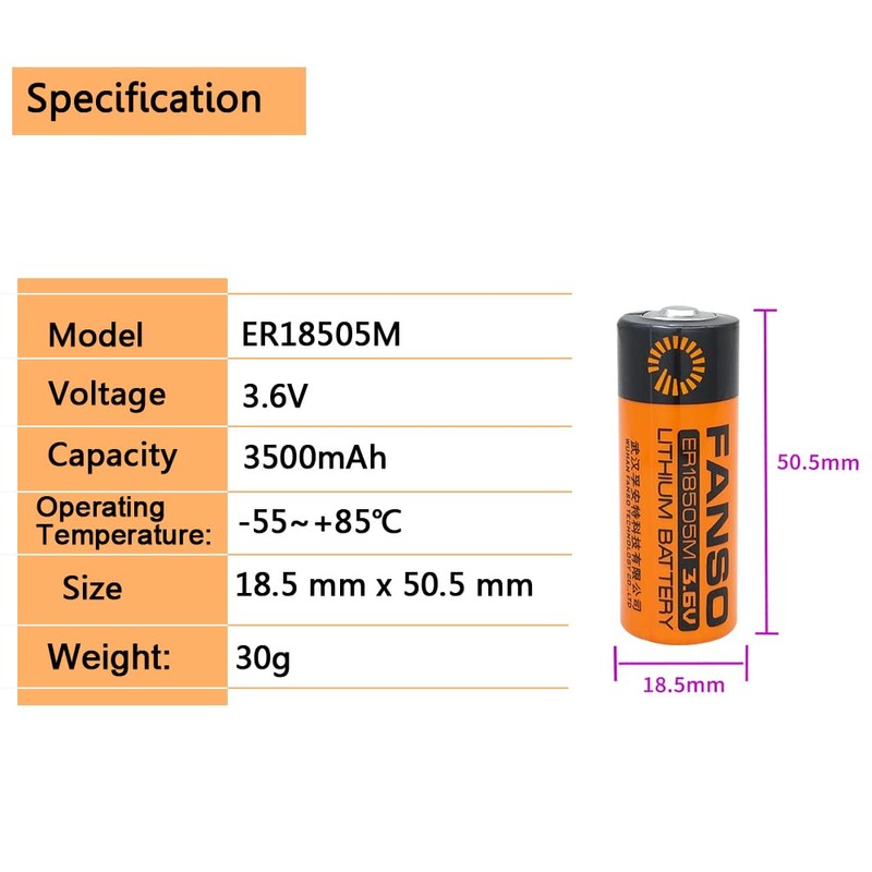 STEPMAX 2 Pack ER18505M ER18505 Lithium Battery 3.6V A Size